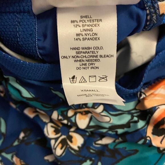 NEW ModCloth Blue Floral Reese One Piece Swimsuit - Picture 5 of 6